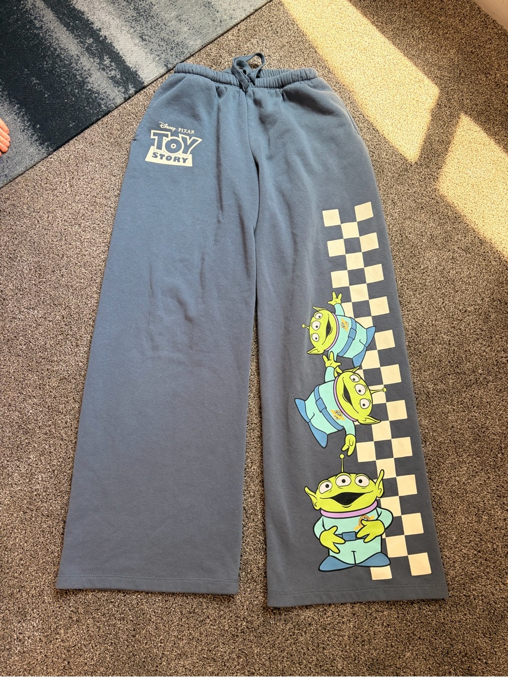 Disney Toy Story Gray Track Pants with Green Aliens